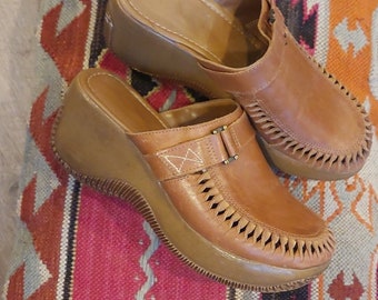 Claquettes en cuir vintage Tchoco fabriquées au Brésil, chaussures hippies compensées 7