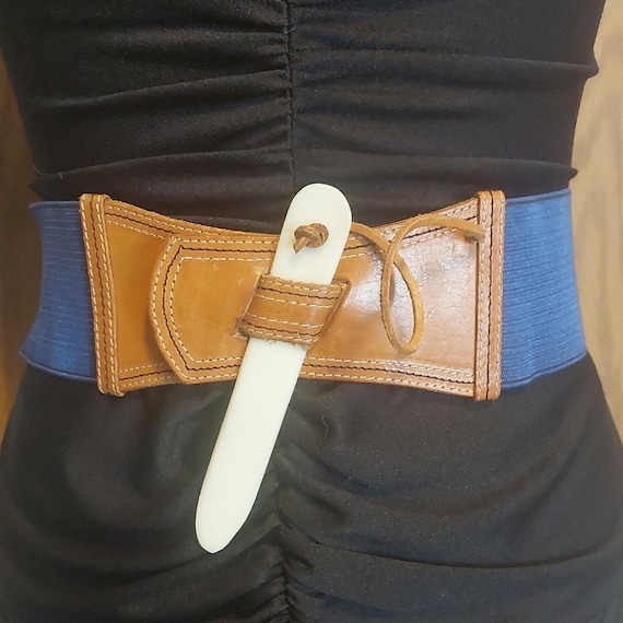 Vintage Leather and Elastic Saks Fifth Avenue France Wide  display picture 1