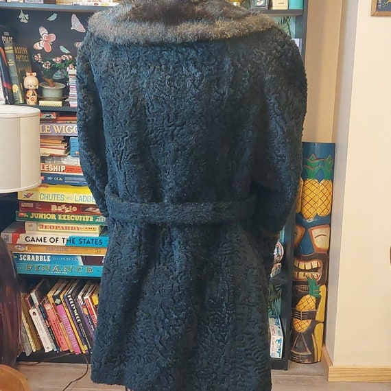 Vintage curly wool double breasted coat faux fur … - image 7
