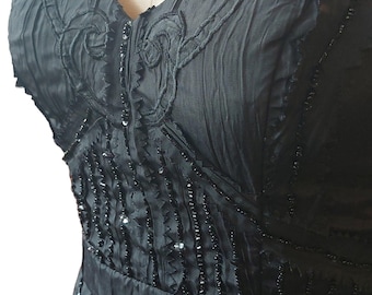 Vintage Sue Wong Ballon Saum kleine Schwarze Kleid Flirty Mini Abschlussball Abend