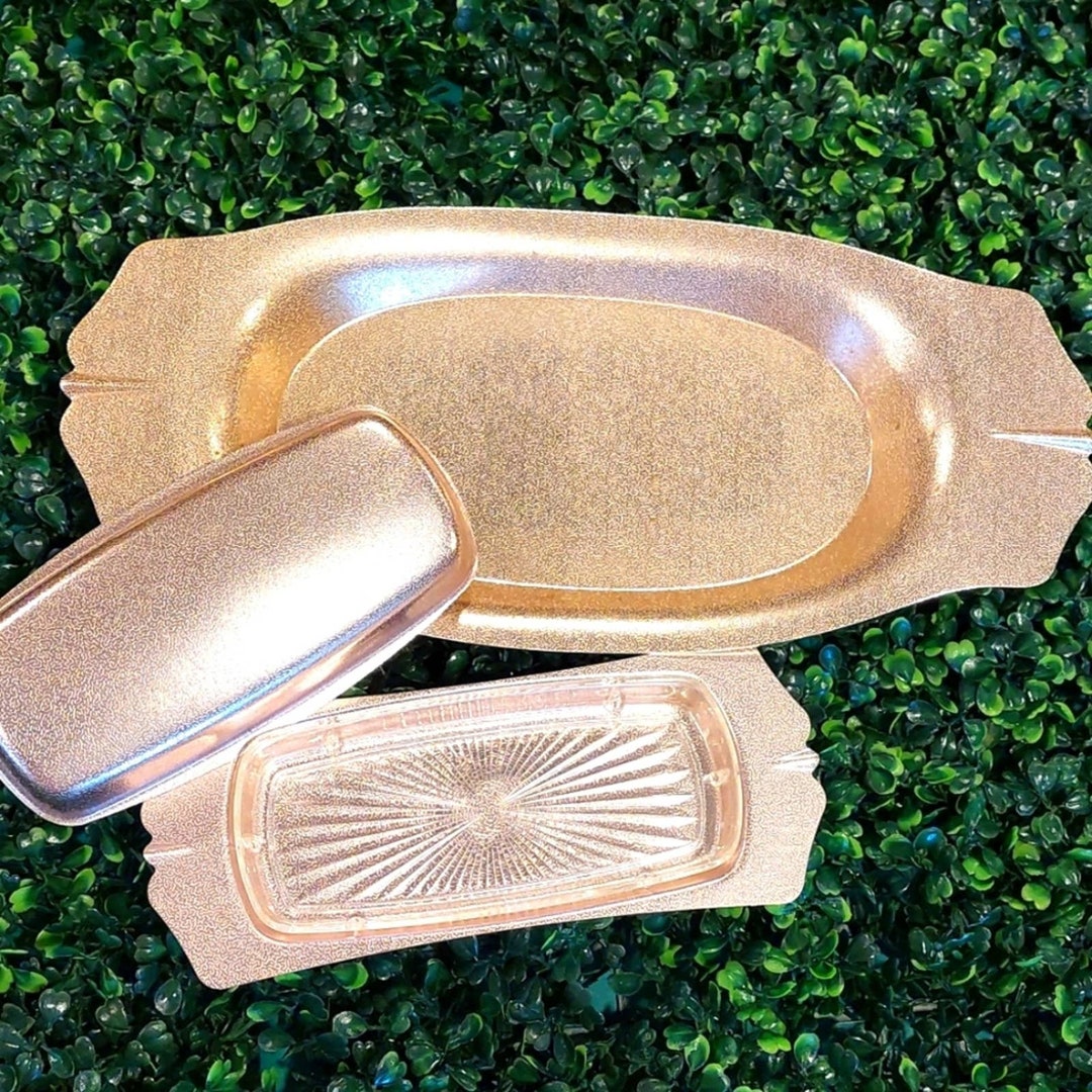Vintage Aluminum Butter Dish and Bread Tray RETRO MCM Serving Kitsch Etsy