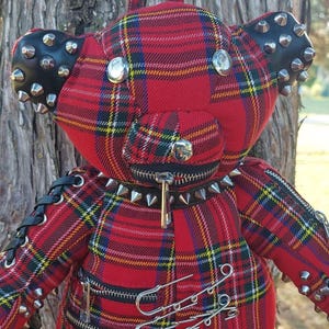 Red Plaid Punk Bear Backpack DOLLS KILL Tormented Teddy Tartan BTS
