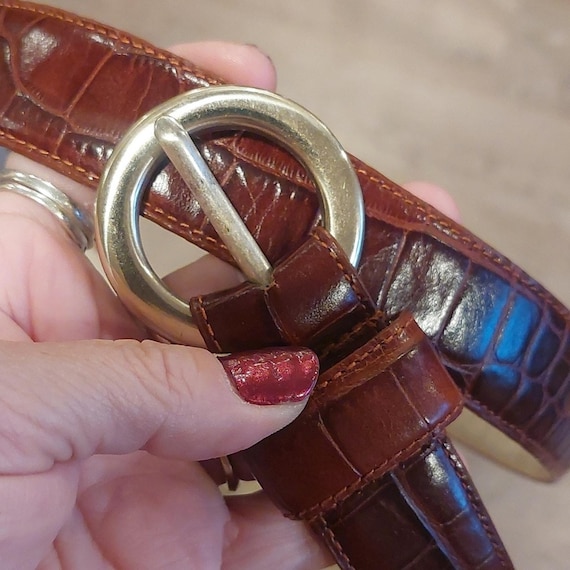 Vintage Kenneth Cole Embossed Croc Leather Belt Italian  display picture 2