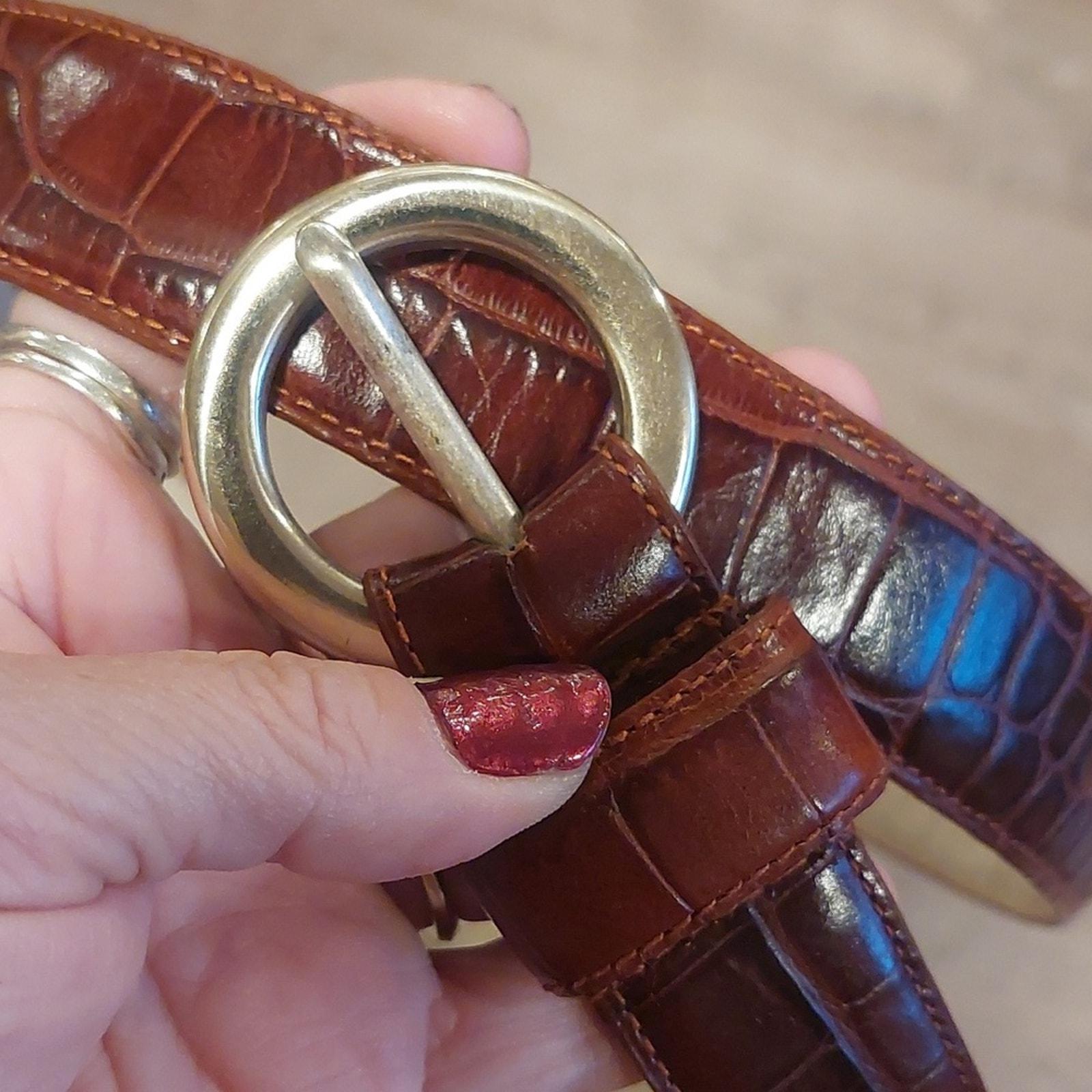 Vintage Kenneth Cole Embossed Croc Leather Belt Italian 