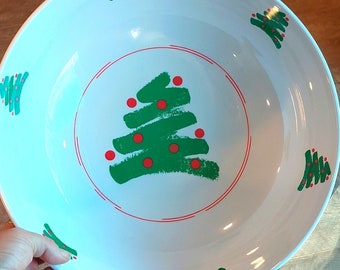 Große Vintage-Weihnachtsbaum-Melaminware-Servierschale zum Weihnachtsservieren