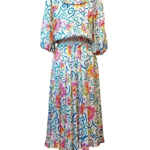 VTG ruffled Adrianna Papell Silk party dress tea floral wrap Avant Garde image 5