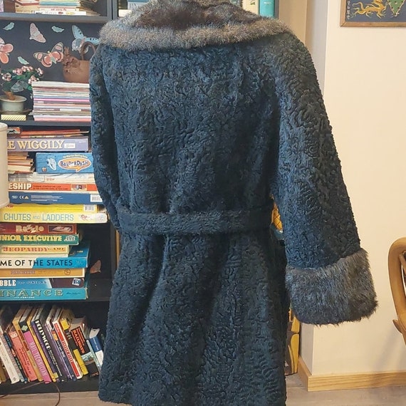 Vintage curly wool double breasted coat faux fur … - image 6