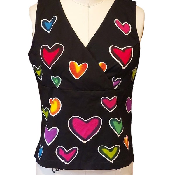Vintage Designs By Naomi Toronto CA Love Shirt wrap tank XXL Hearts