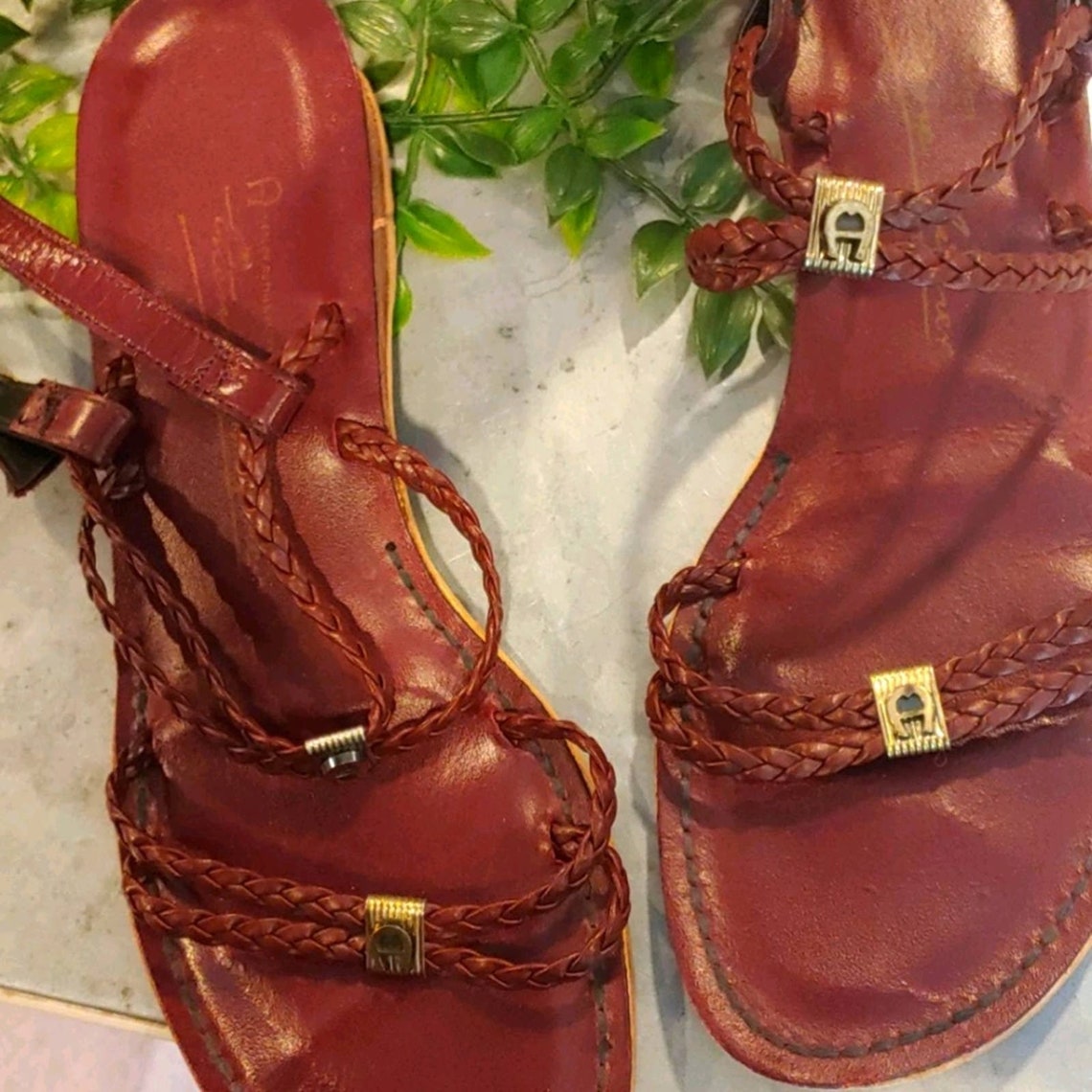 Vintage Etienne Aigner BOHO leather sandals | Etsy