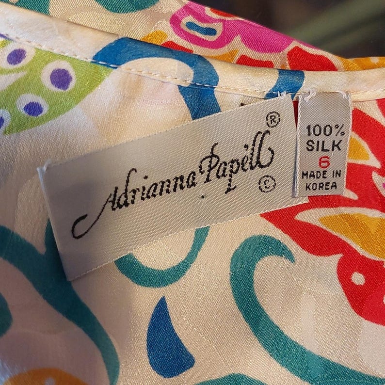 VTG ruffled Adrianna Papell Silk party dress tea floral wrap Avant Garde image 7
