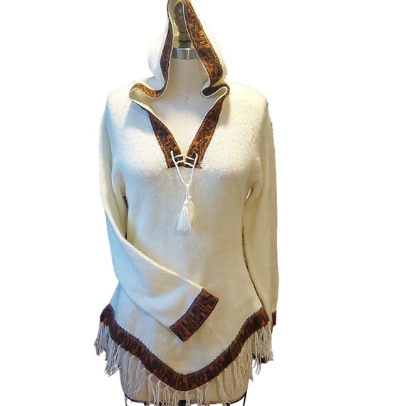 Vintage bohemian fringed hooded sweater gypsy hipp