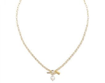 SAYURI necklace gold/white pearl