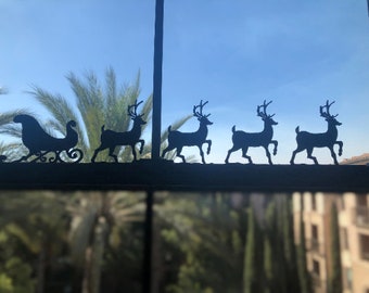 Santa Sleigh & Reindeer | Christmas Decoration | Holiday Decoration | Santa Sleigh and Reindeer | Window | Door Topper
