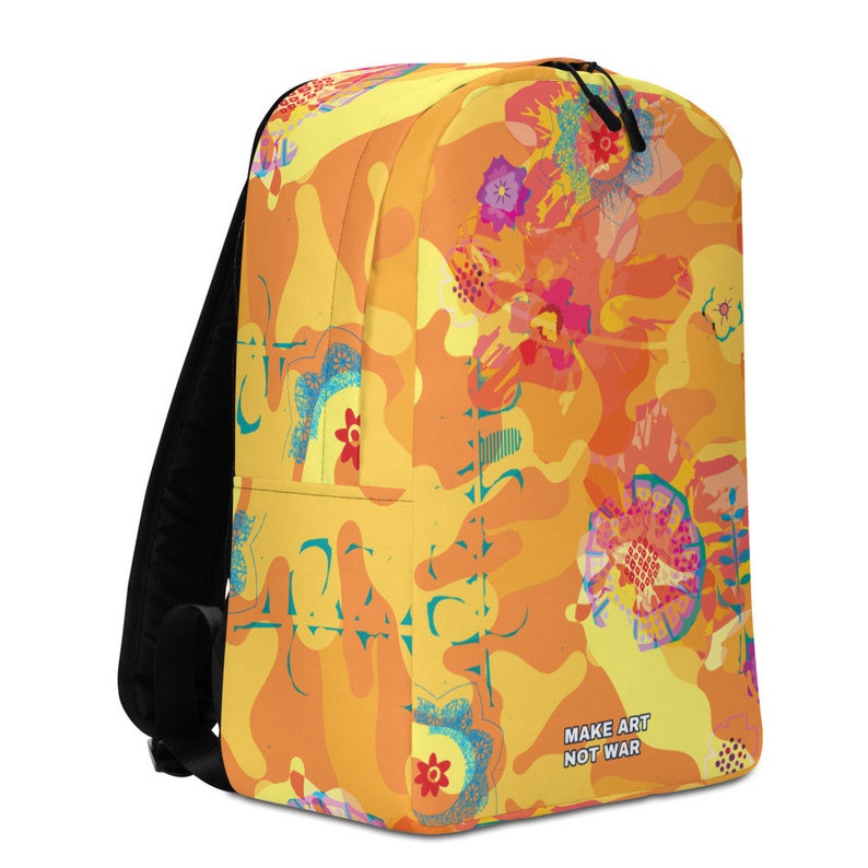 Designer created All-Over Print Minimalist Backpack /'/'Make Art Not War/'/' collection