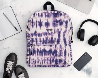 Purple Tie Dye Print Unisex Backpack