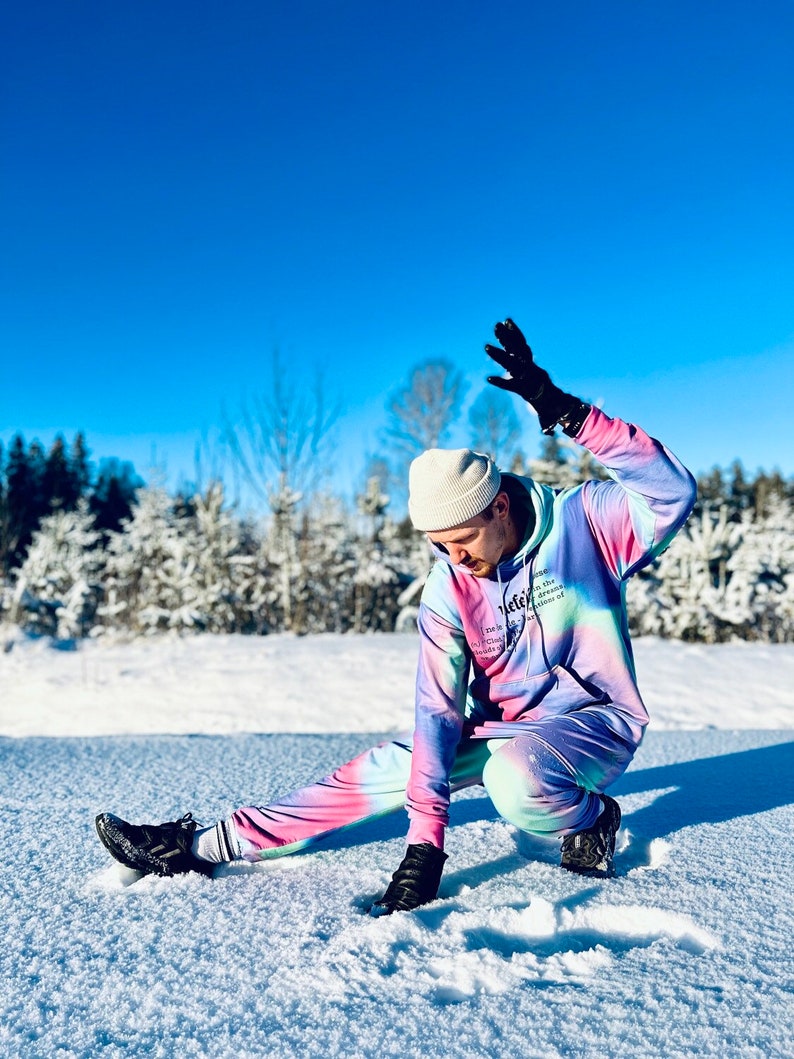 Cloud Walker Colorful Synthwave Unisex Hoodie / Unique Rave Outfit / Comfortable Active Clothing / Matching Set image 1
