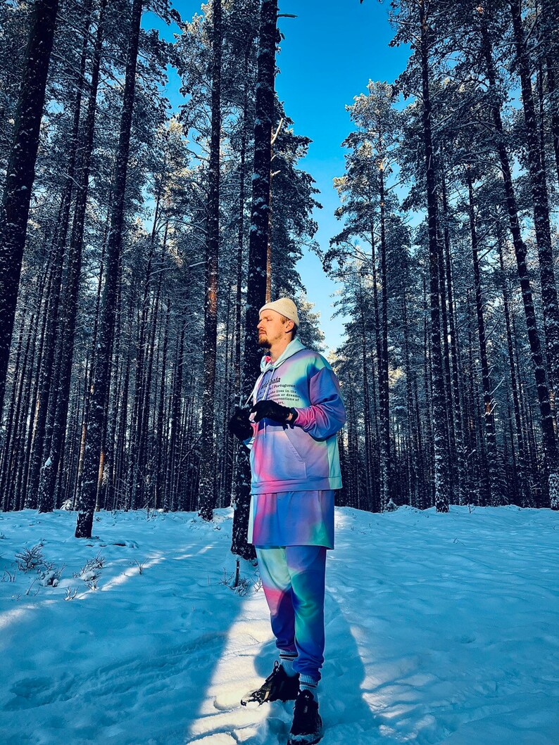 Cloud Walker Colorful Synthwave Unisex Hoodie / Unique Rave Outfit / Comfortable Active Clothing / Matching Set image 4