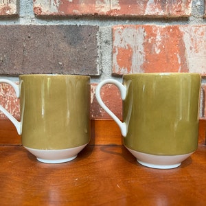 Vintage Mikasa Eclipse "Tawny Green" Coffee Tea Mugs