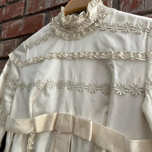 Vintage Cream Wedding Dress | Lace High Neck | 1970s Boho Bridal Gown