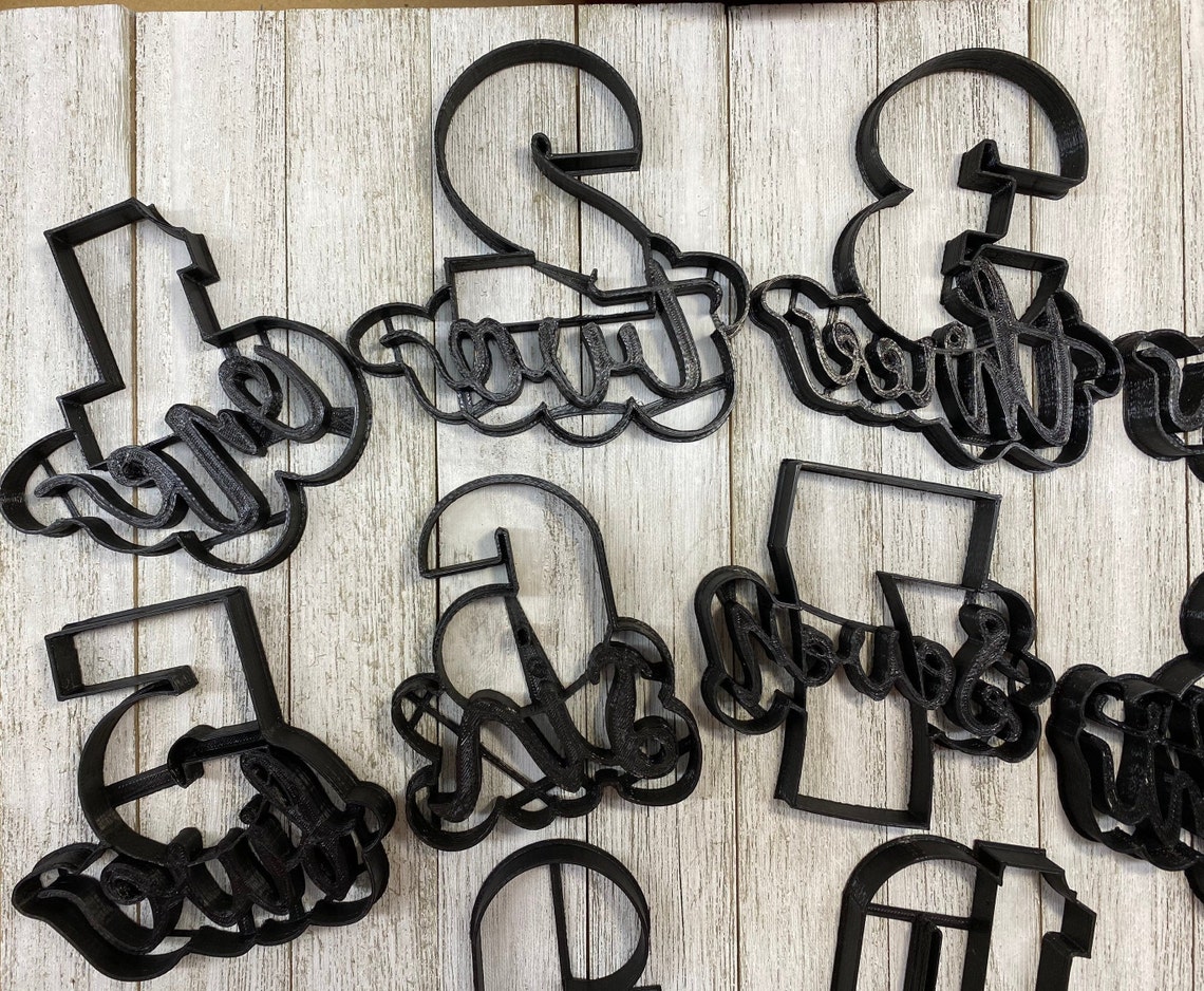 Cursive Numbers Cookie CuttersFondant Sugar Cookies Etsy