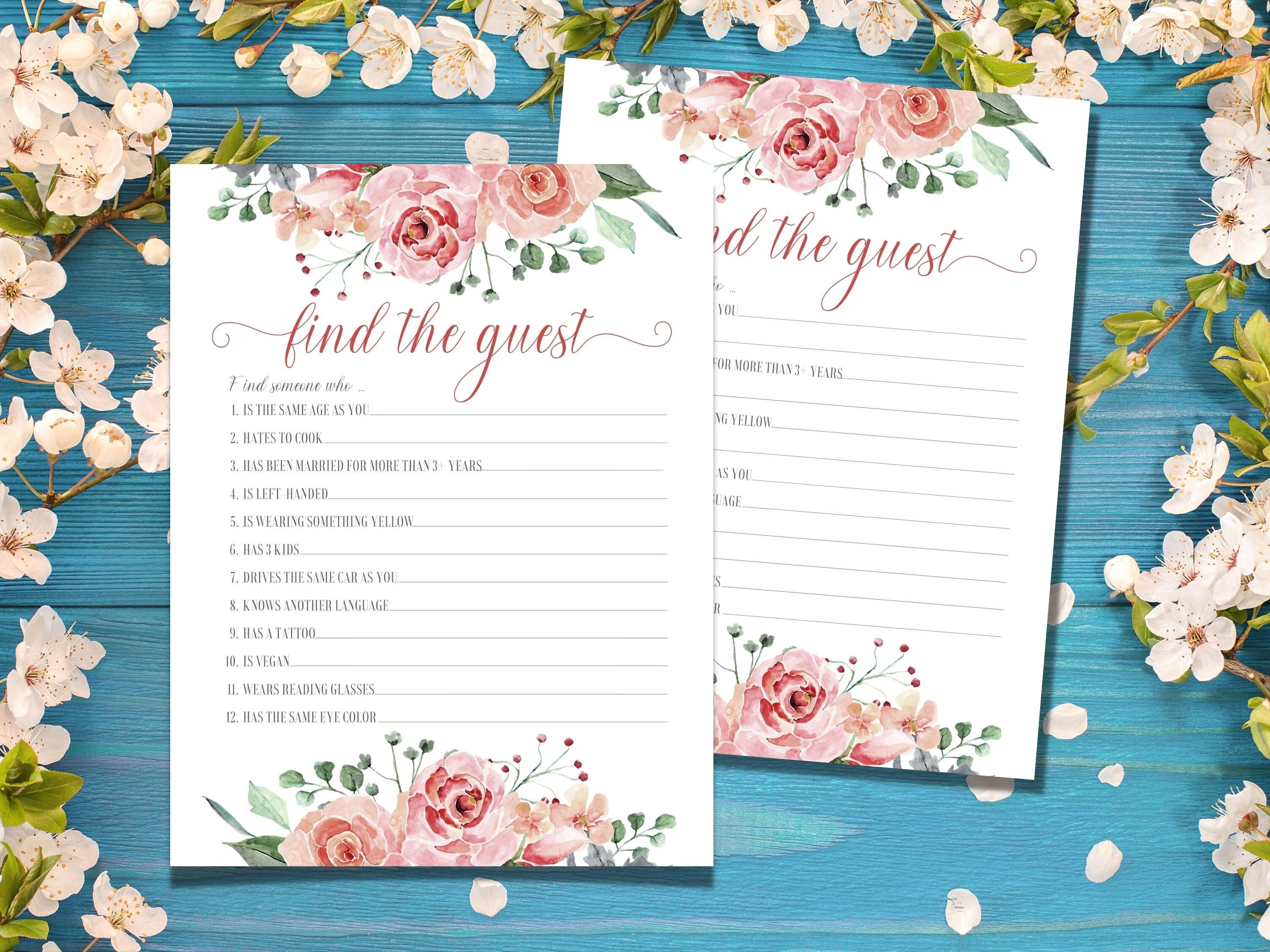 Find the Guest Game Bridal Shower Games Virtual Bridal Etsy