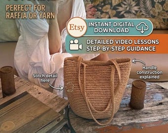 Video tutorial su come lavorare all'uncinetto una borsa in rafia o con qualsiasi altro tipo di filato.