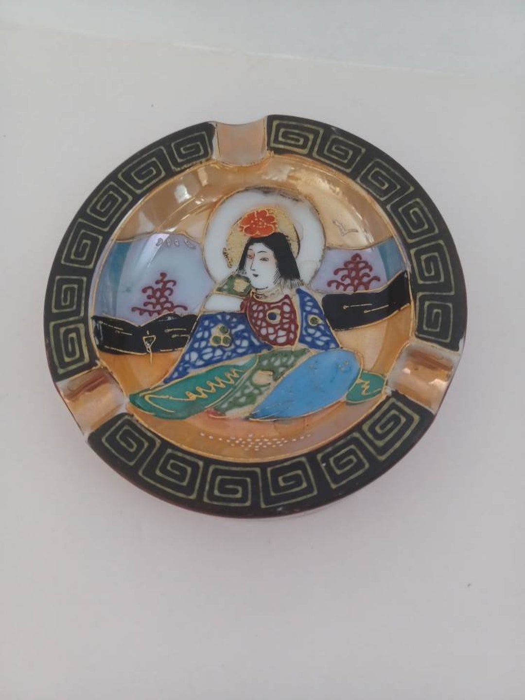 Small Satsuma Moriage Ashtray Occupied Japan Made in Japan Etsy