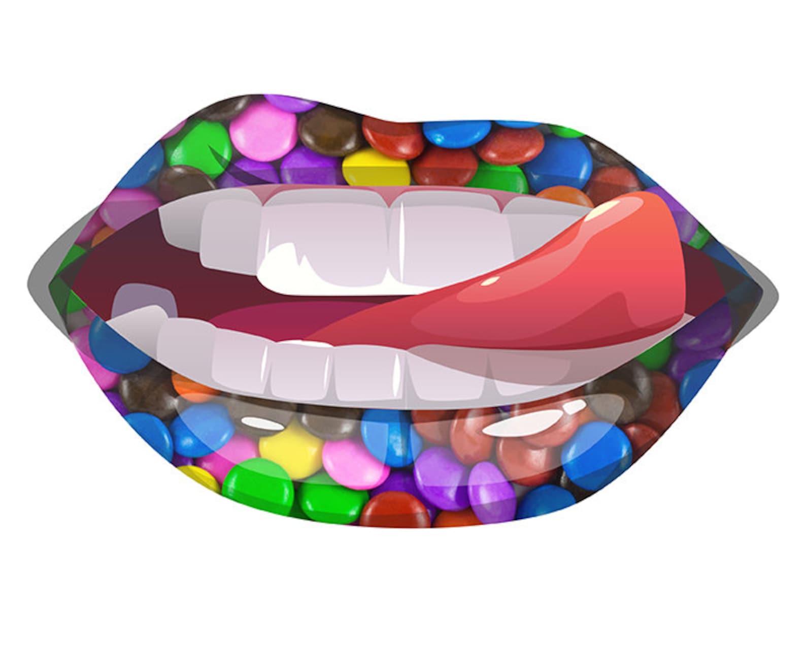 Vector Glossy Lips w Multi Colored Chocolate Candy Background Etsy