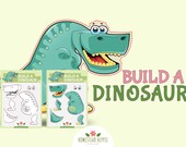 Build A Dinosaur, Kids Activities, Montessori, Homeschool Resource, Arts And Crafts, Kids Printable