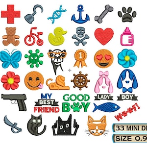 Mini icons for collar  small Machine Embroidery Set 33 Design file