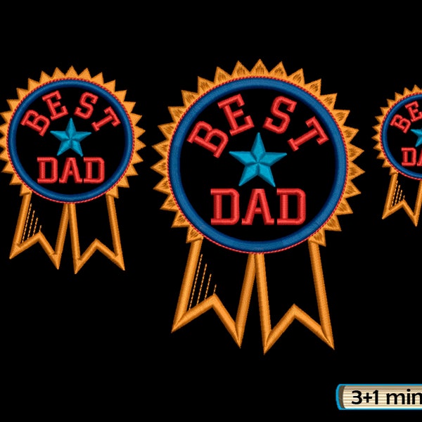 Best Dad Medal Machine Embroidery Design file
