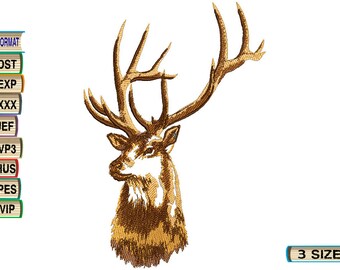 Forest deer head Machine Embroidery Design file