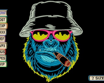 Gorilla cap hat Machine Embroidery Design file