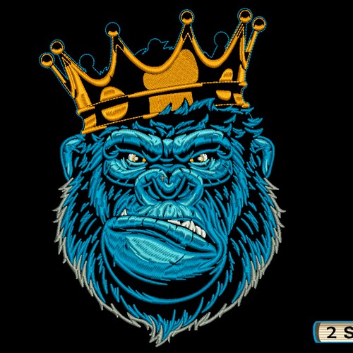 Gorilla crown king Machine Embroidery Design file