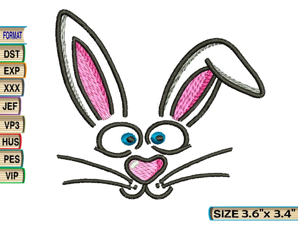 Rabbit Machine Embroidery Design | Etsy