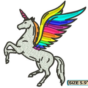 Prancing Pegasus Unicorn rainbow horse Machine Embroidery Designs file