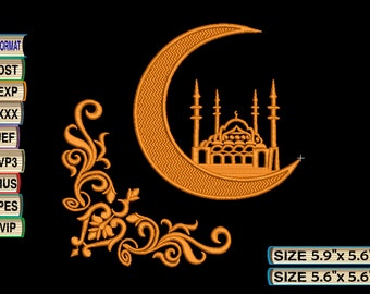 Fichier de conception de broderie de machine d’ornement rempli de mosquée arabe