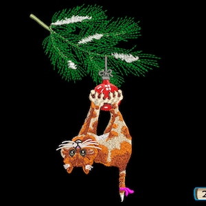 Cat on Christmas tree Machine Embroidery design file