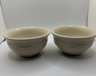 Juego de 2 cuencos de postre Longaberger Pottery Woven Traditions color marfil, 10 cm (4 pulgadas)