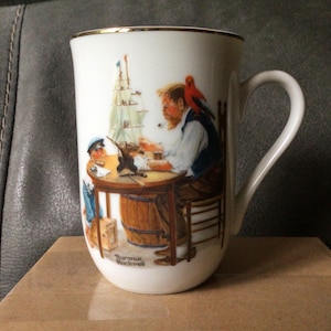 Norman Rockwell Museum Porcelain Mug-For A Good Boy-1982-Never Used-Made in Japan-Collectibles