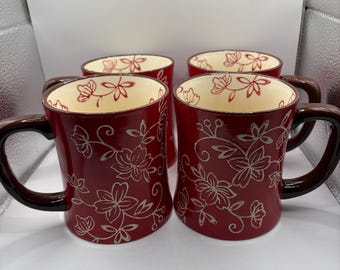 Temp-tations Presentable Ovenware Tara "Floral Lace" Mug set of 4