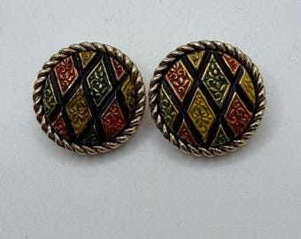 Pendientes vintage de clip multicolores de Sarah Coventry
