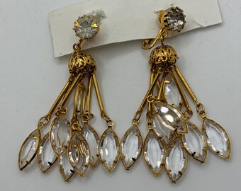 Pendientes colgantes de cascada con araña de cristal vintage