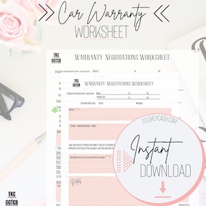 Car Warranty Tracker |Printable Warranty Tracker | Car Buying Guide | Warranty Log
