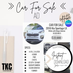 Editable Car For Sale Ad | For Sale By Owner Sign | For Sale Sign | Car Sale Ad for Facebook | Editable Car For Sale Download | Car Selling