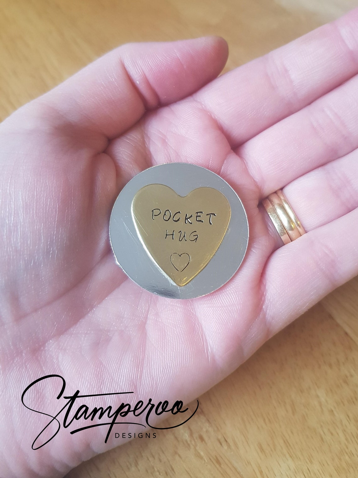 CREATCABIN Jeton De Câlin Poche Souvenir Relation Longue Distance Acier Inoxydable Double Face