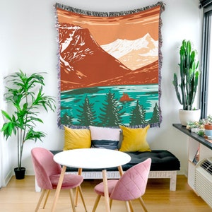 Glacier National Park Woven Blanket | Nature Woven Blanket | Glacier National Park Tapestry