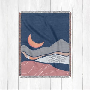 Pastel Desert Woven Blanket | Woven Throw Blanket | Art Throw Blanket | Throw Blanket Gift | 5| Second Anniversary Gift | Cotton Anniversary