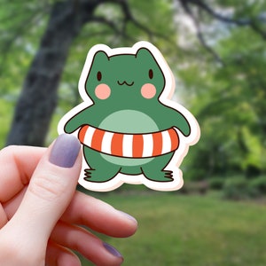 Swimming Frog Sticker | Frog Sticker | Water Bottle Sticker | Laptop Sticker | Vinyl Sticker | Waterproof Sticker