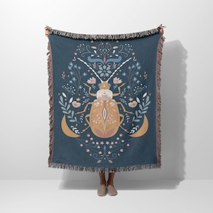 Boho Käfer Webdecke | 100% Baumwolldecke | Gewebte Decke | Gewebter Wandteppich | Gewebte Decke
